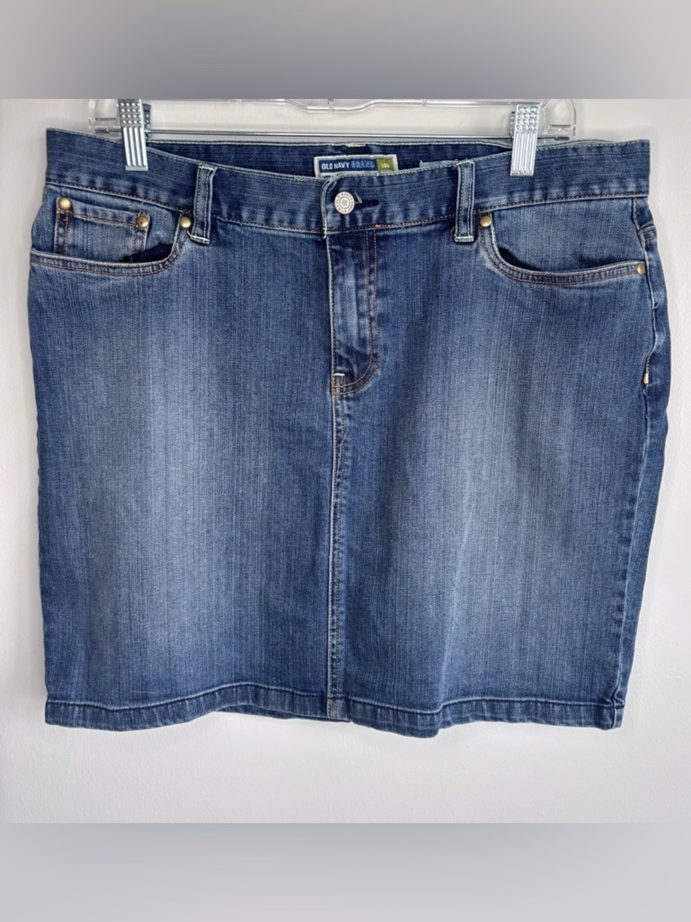 Vintage Old Navy Blue Jeans Low Waist Stretch Denim Skirt size 12